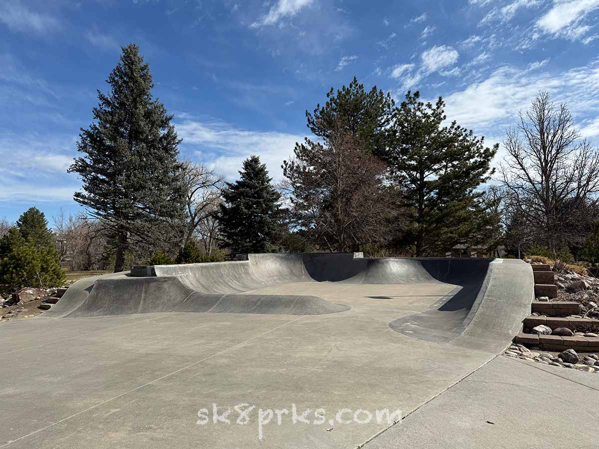 Arvada Memorial Skatepark bowl with roller