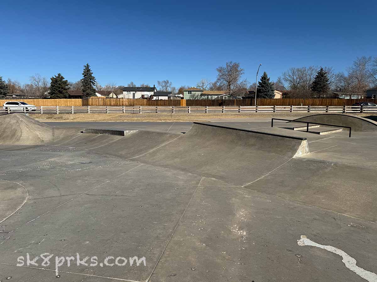 Carpenter Skatepark banks and down rail