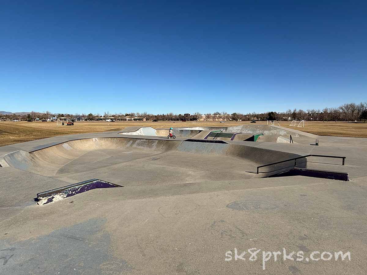 Clement Park Skatepark mini bowl with rail