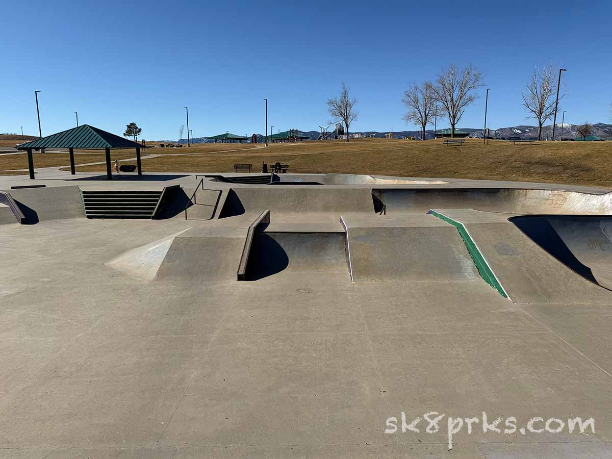 Clement Park Skatepark fun box, mini quarter pipe, banks and rail