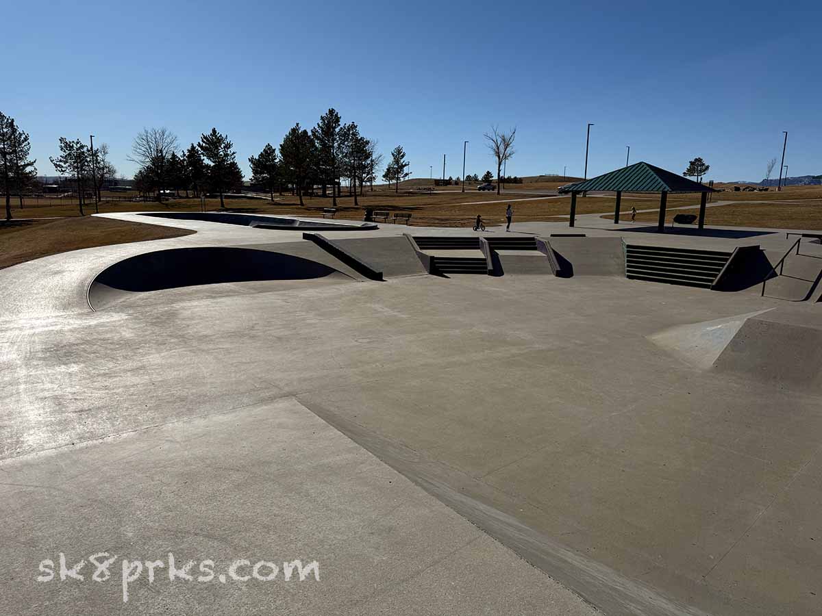 Clement Park Skatepark stairs, rail, banks and hubbas