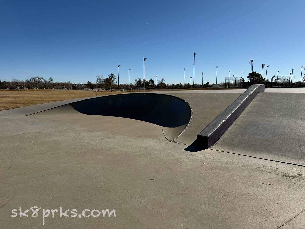 Clement Park Skatepark rainbow quarter pipe and hubba