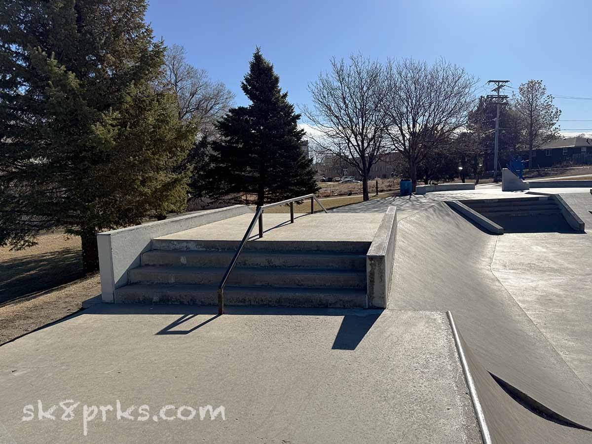 Edgewater Skatepark stairs, rail, bank and ledges