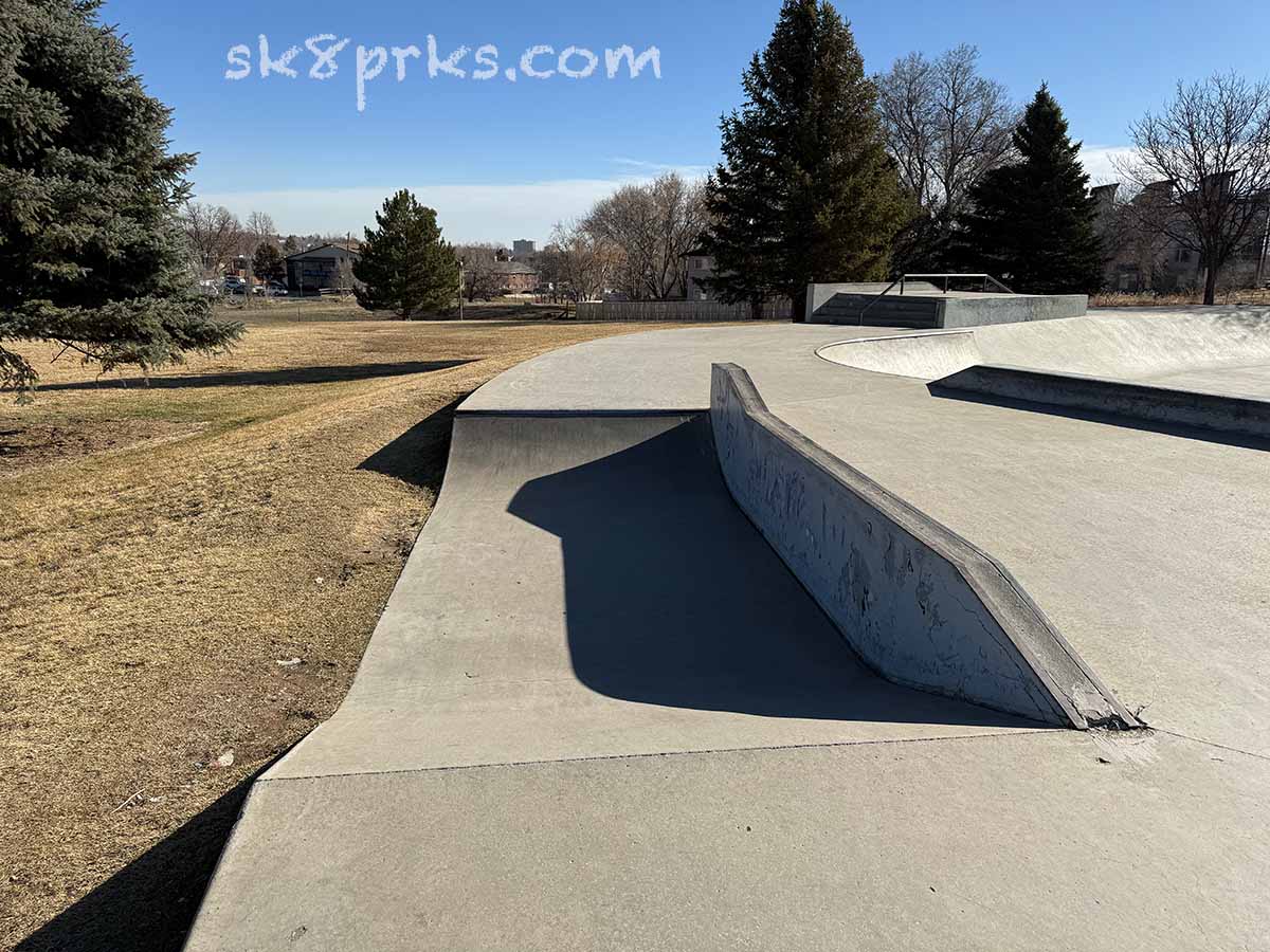 Edgewater Skatepark mini quarter pipe and ledge